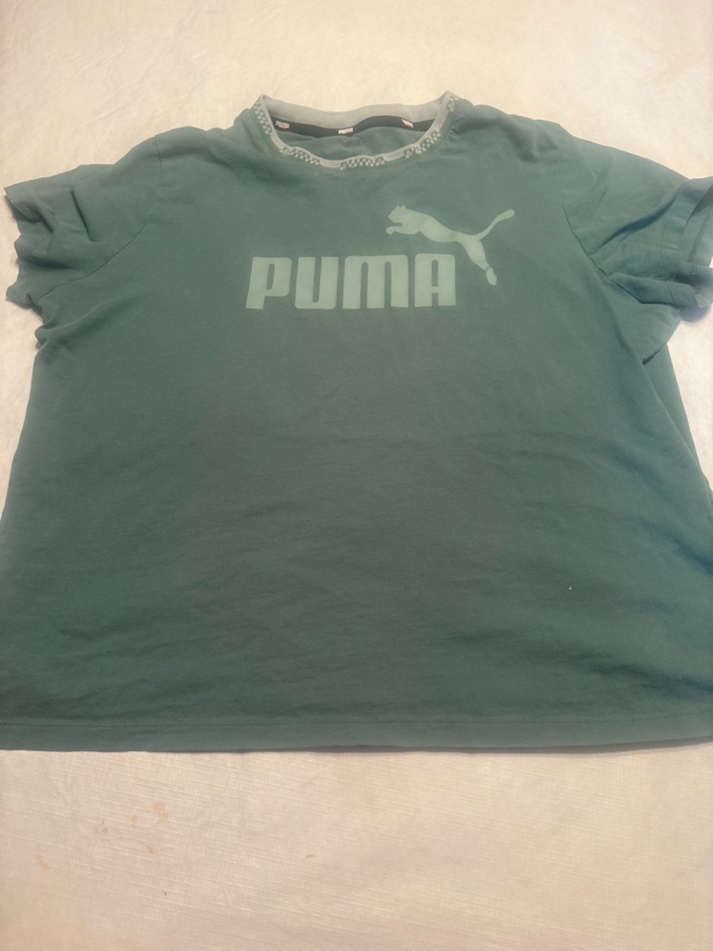 PUMA women croppe' Teal Short-Sleeve Logo Tee
